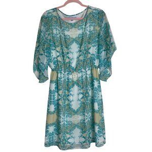 Antonio Melani Womens Dress Size 8 Blue & Beige Baroque Print Polyester